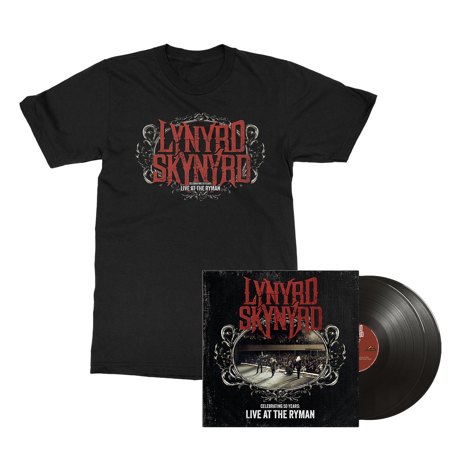 Lynyrd Skynyrd - Celebrating 50 Years - Live At The Ryman - Black Vinyl Merch Bundle