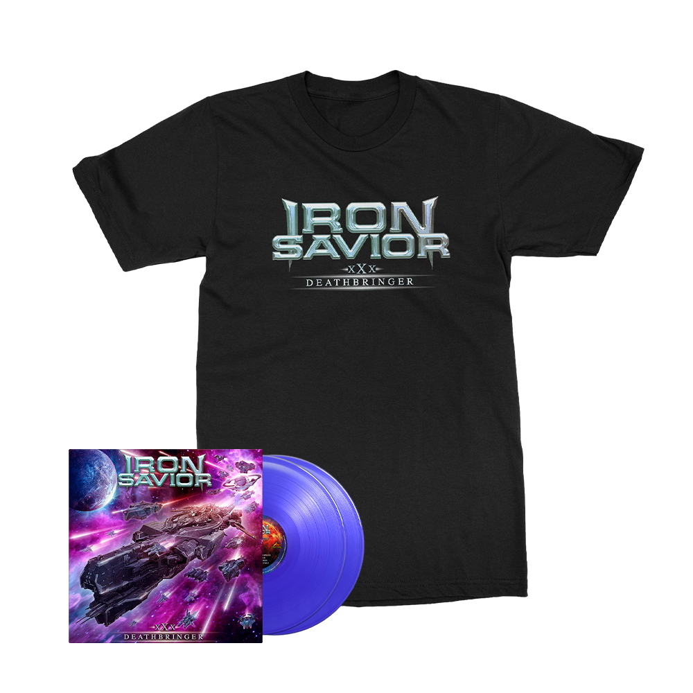 Iron Savior - Deathbringer - Transparent Blue Vinyl Merch Bundle