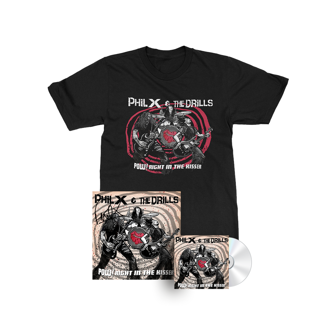 Phil X & The Drills - Pow!! Right In The Kisser - CD, T-Shirt, Signed Art Card