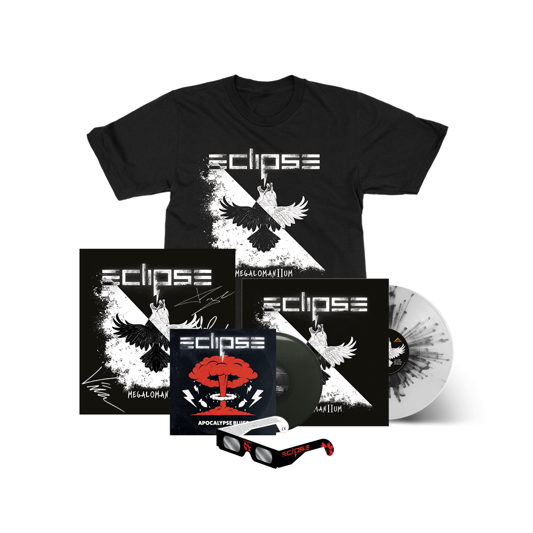 Eclipse - Megalomanium II - 1LP Crystal w/ Black Splatter / 7" & Glasses / T-Shirt / Signed Print